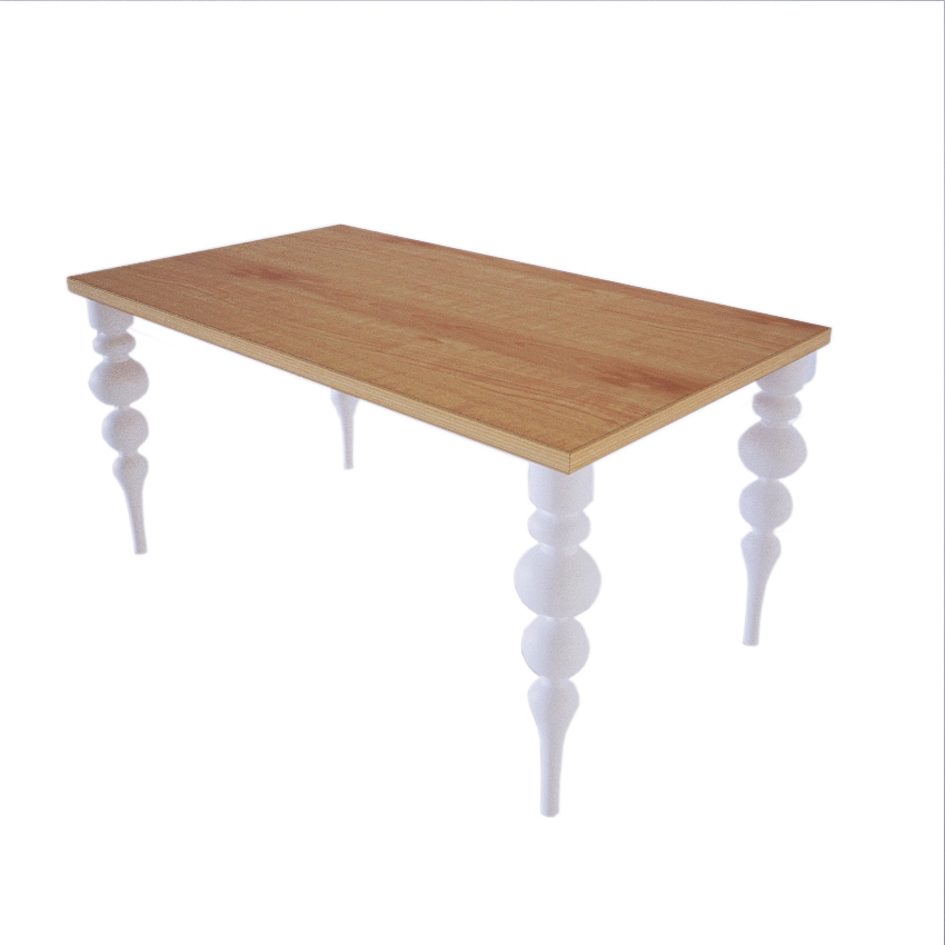 Stół z nogami bałwankami bez oskrzyni z blatem drewnianym